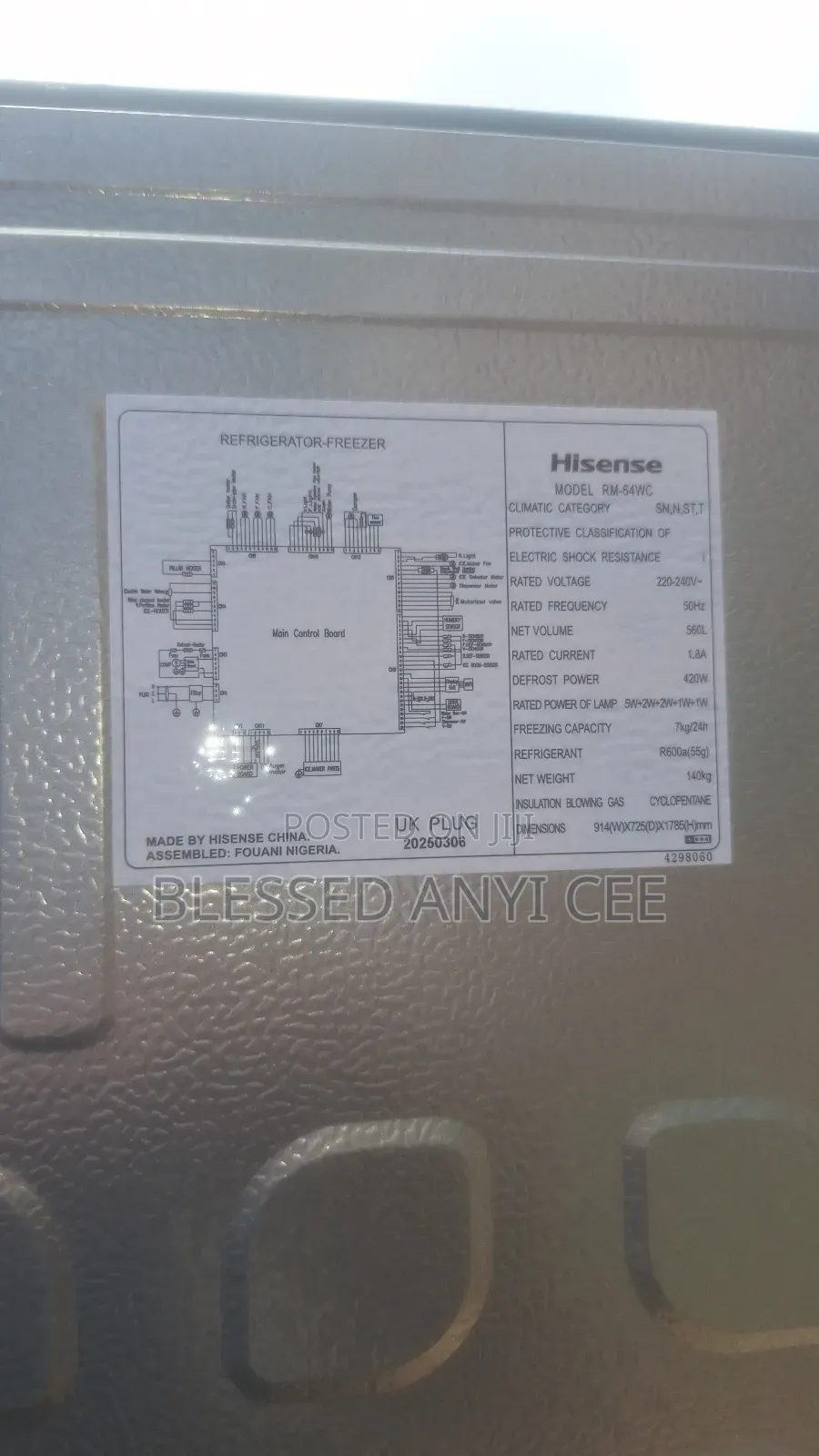 Hisense 560l Bottom Freezer Side by Side Fridge Inverter