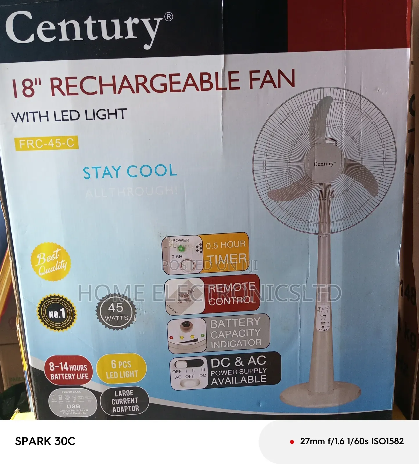 Century Rechargeable Fan 18 Inches