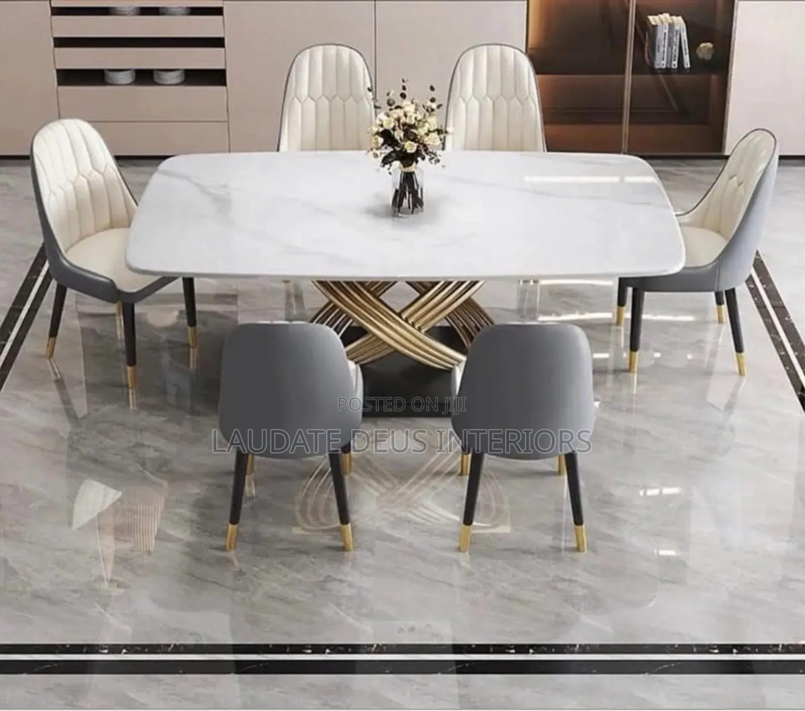 Exquisite 6 Seaters Marble Top Dining Table