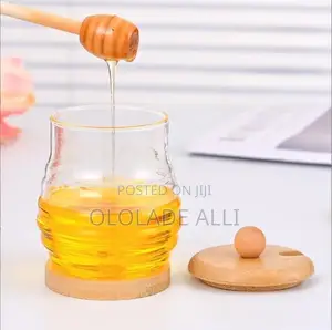Solid Glass Honeycomb Tank High-capacity Transparent Lid Honey Bottle