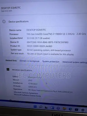 Laptop Dell G15 5511 32GB Intel Core I7 SSD 512GB