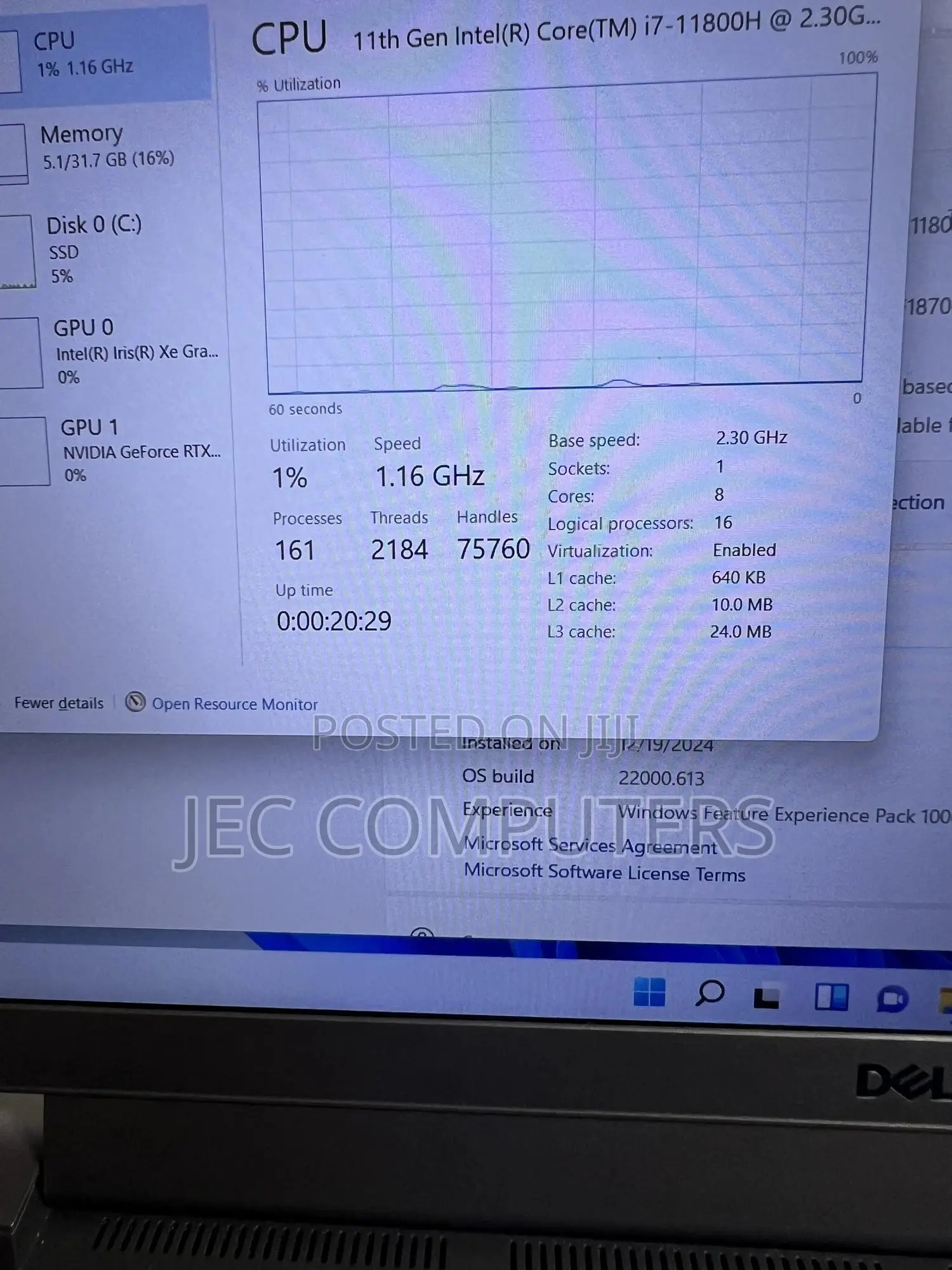 Laptop Dell G15 5511 32GB Intel Core I7 SSD 512GB