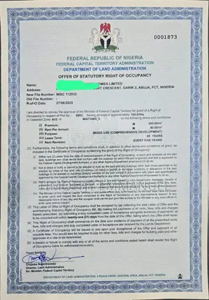 100 Hectares C of O Maitama 2