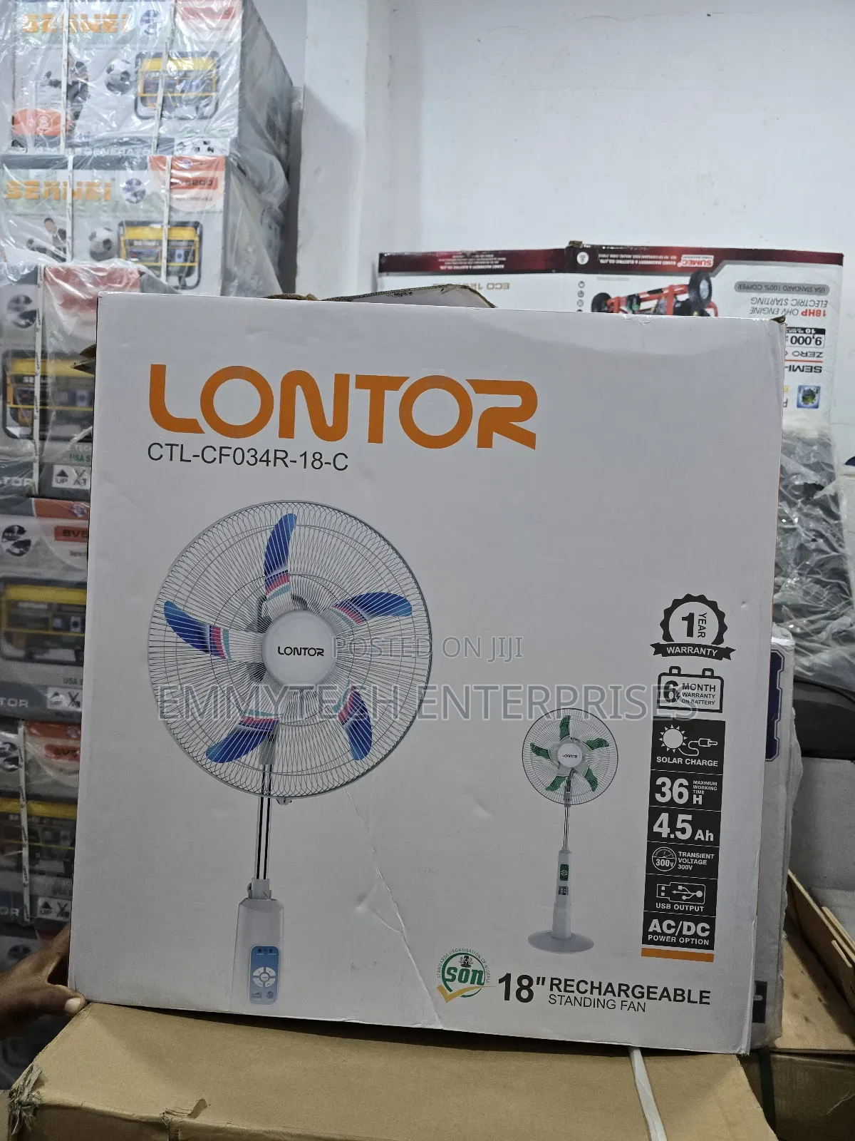 Lontor 18inch Rechargeable Standing Fan