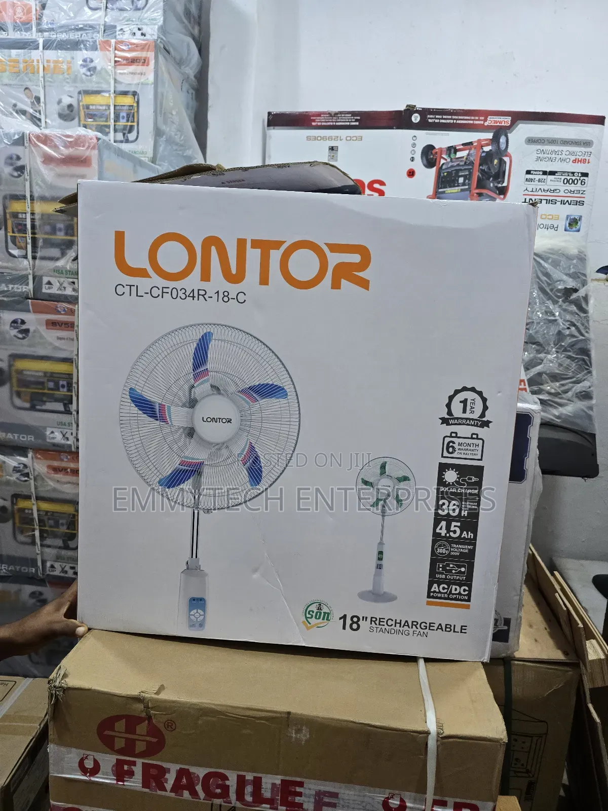 Lontor 18inch Rechargeable Standing Fan