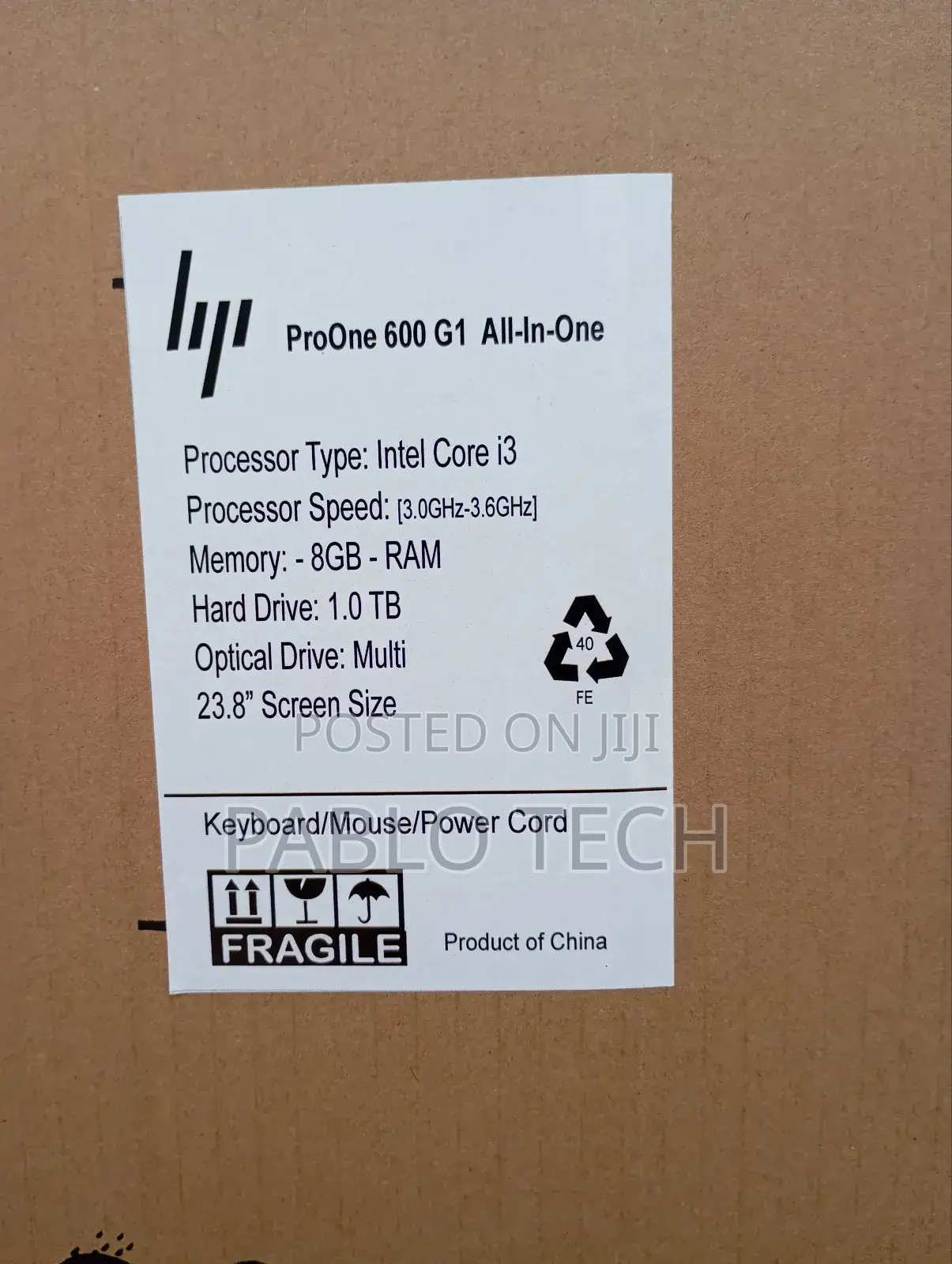 New Desktop Computer HP ProOne 600 8GB Intel Core I3 HDD 1T