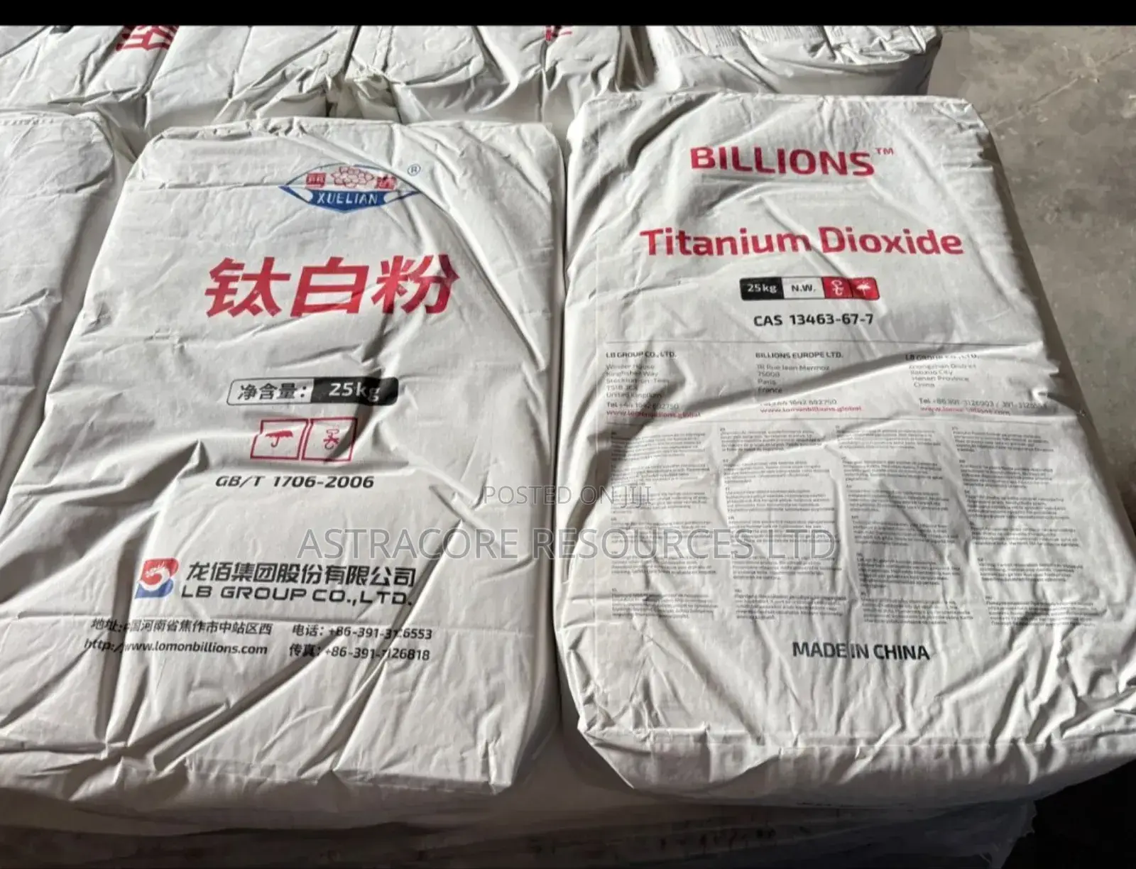 Titanium Dioxide – High Quality (25kg Bag)