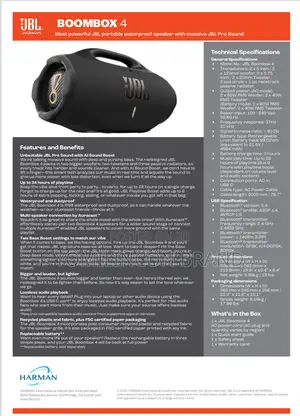 JBL Boombox 4 Wireless Bluetooth Speaker - Black