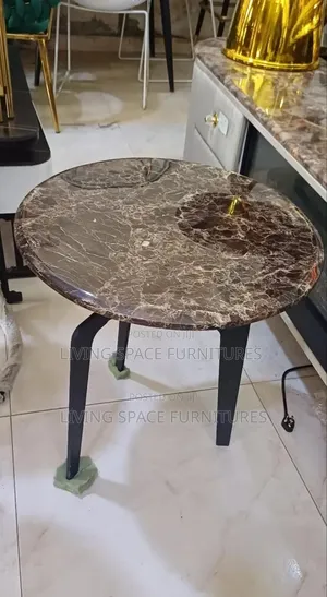 Metal And Marble Side Stool