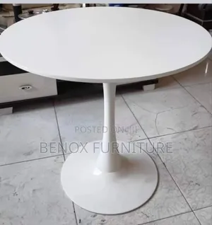 Wooden Design Round Table With Metal Base