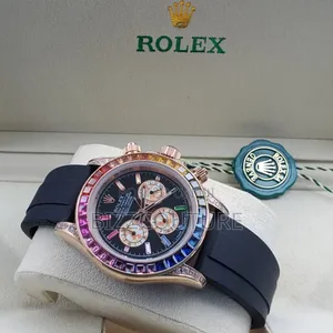 Original Rolex Black Rubber Strap, Chronograph, Quartz Watch