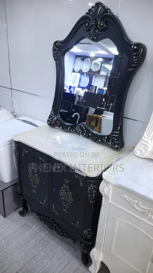 Marble Top Bathroom Basin Cabinet With Mirror