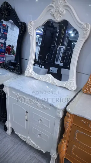 Marble Top Bathroom Basin Cabinet With Mirror