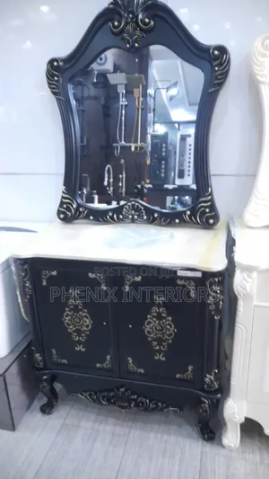Marble Top Bathroom Basin Cabinet With Mirror
