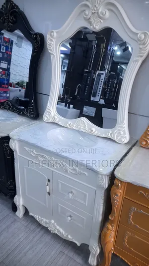 Marble Top Bathroom Basin Cabinet With Mirror