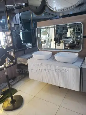 Executive White Double Cabinet With Sensor Mirror
