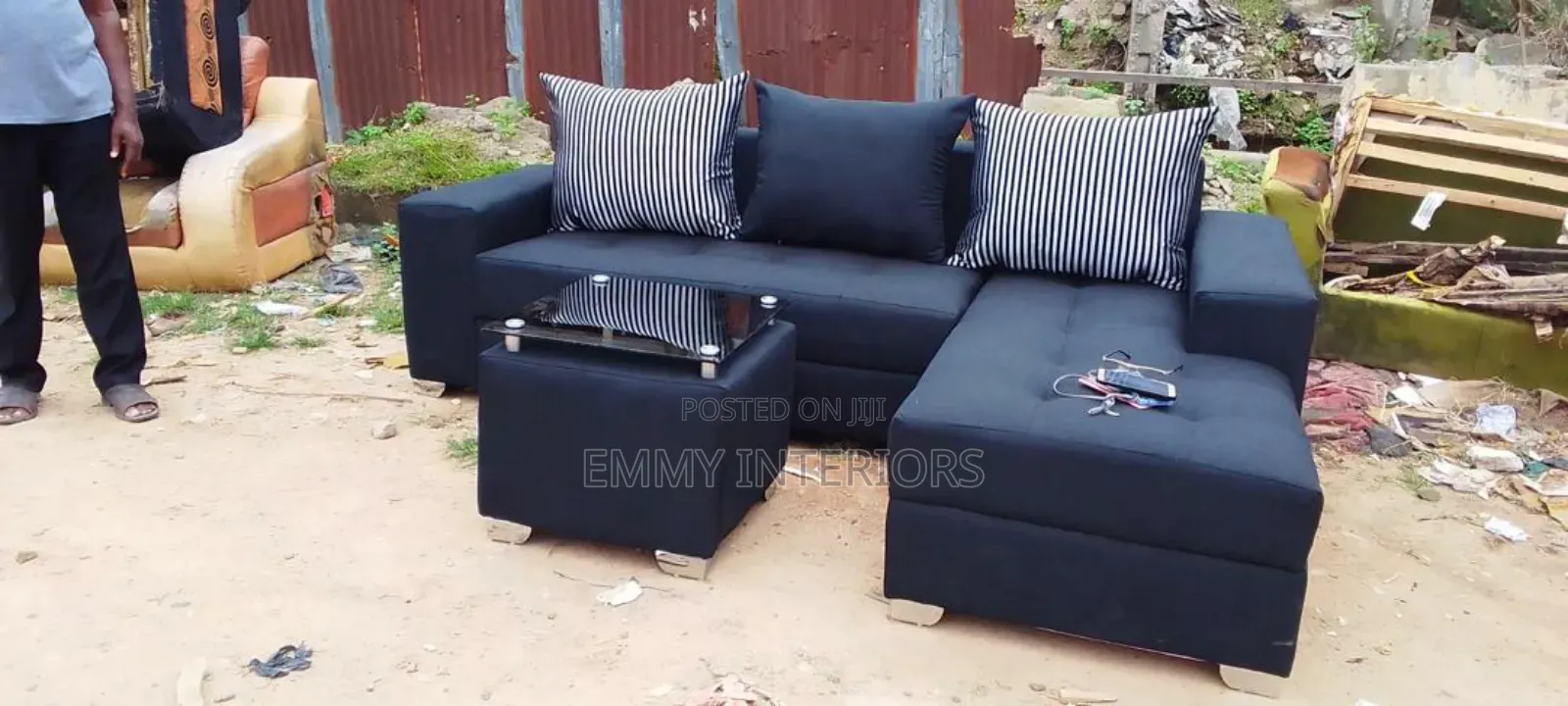 L Shaped Fabric Sofa It's Available With Center Table