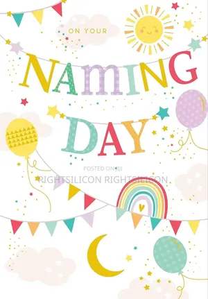 Usa Your Naming Day Card Rainbow Foil Finish Lovely Verse
