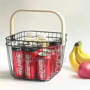 Metal Pantry Basket With Wooden Handle