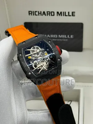 Original Richard Mille Orange Faux Leather Strap, Mechanical Watch