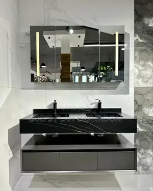 Black Marble Cabinet With Mirror