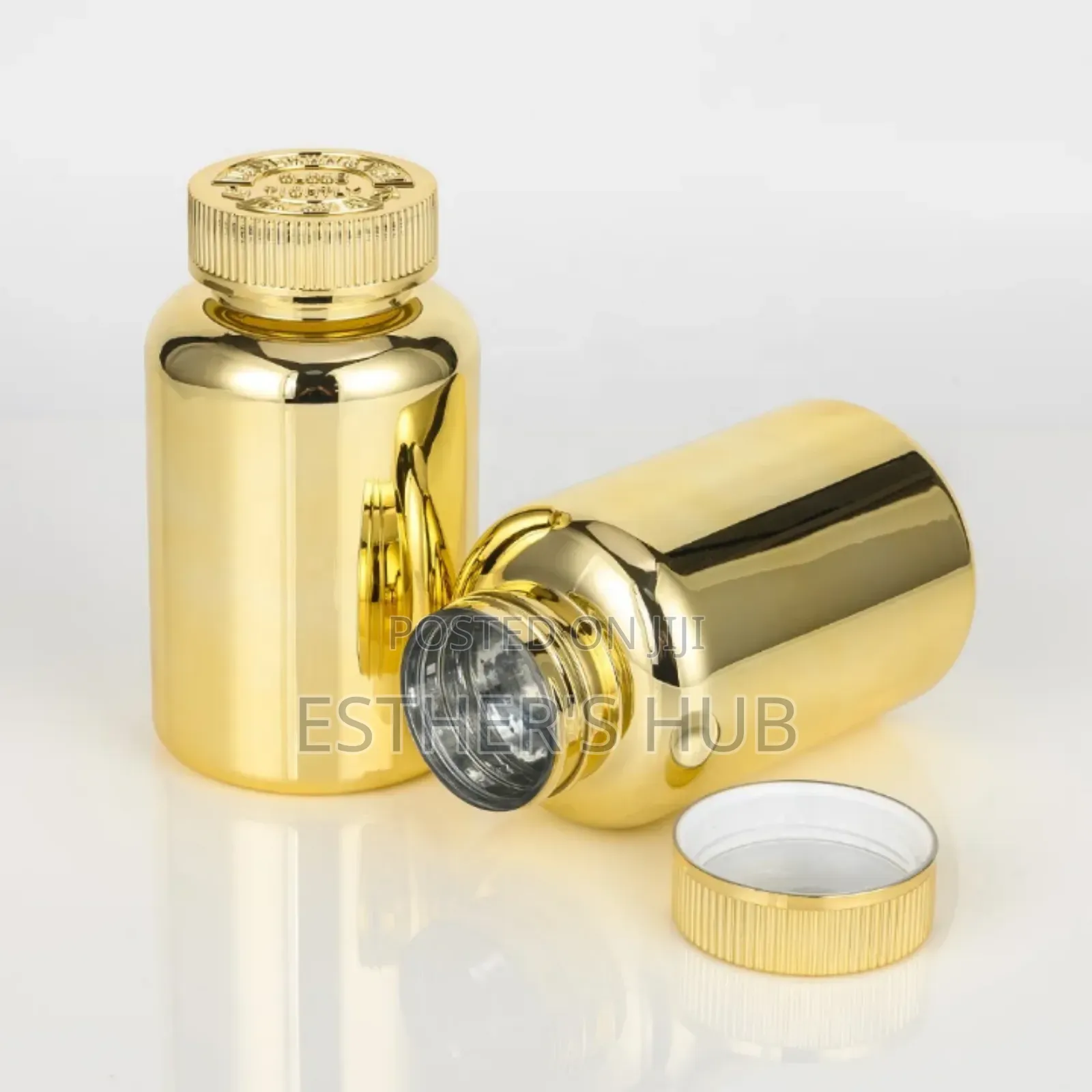 Empty Plastic Container Gold 250ml Pills or Capsules