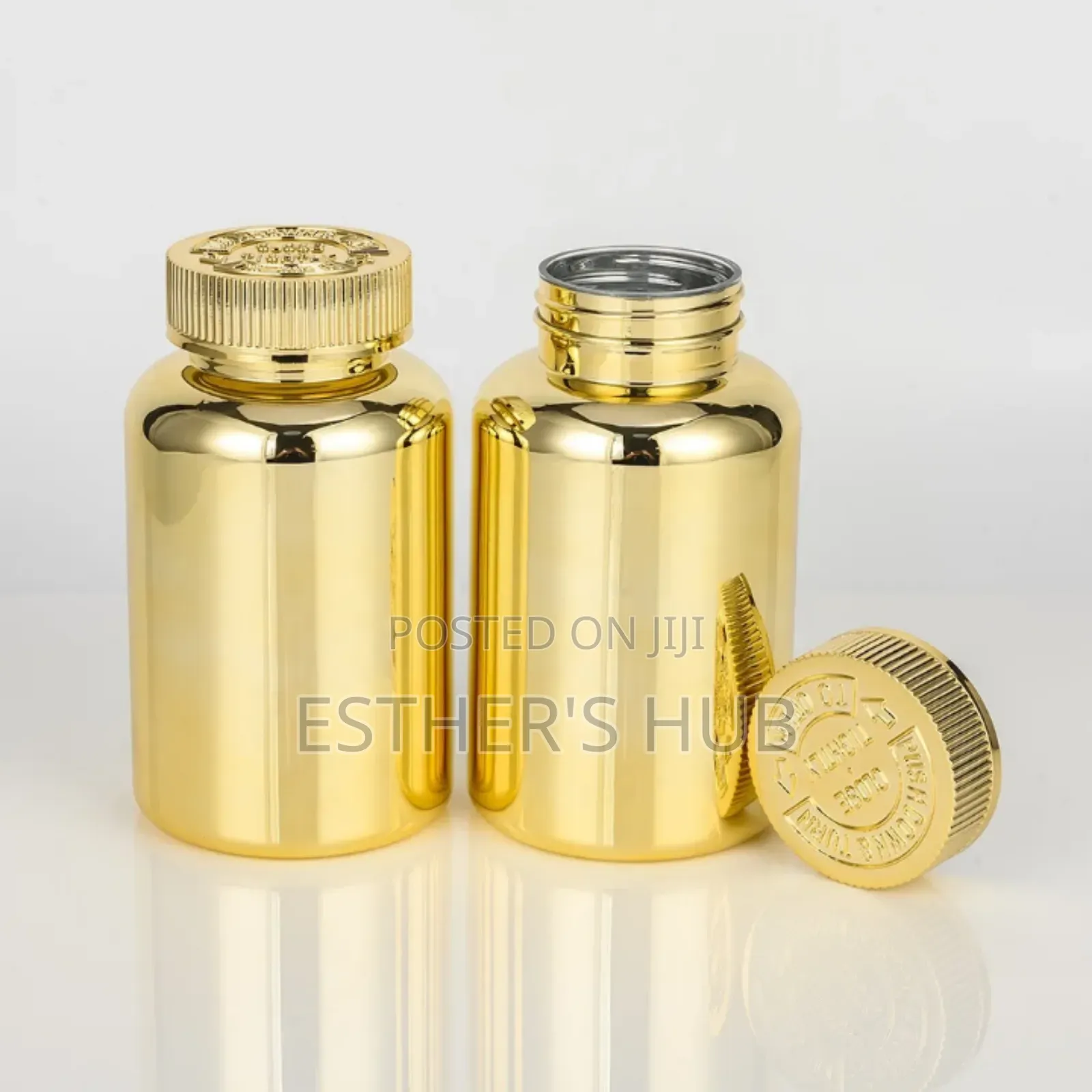 Empty Plastic Container Gold 250ml Pills or Capsules