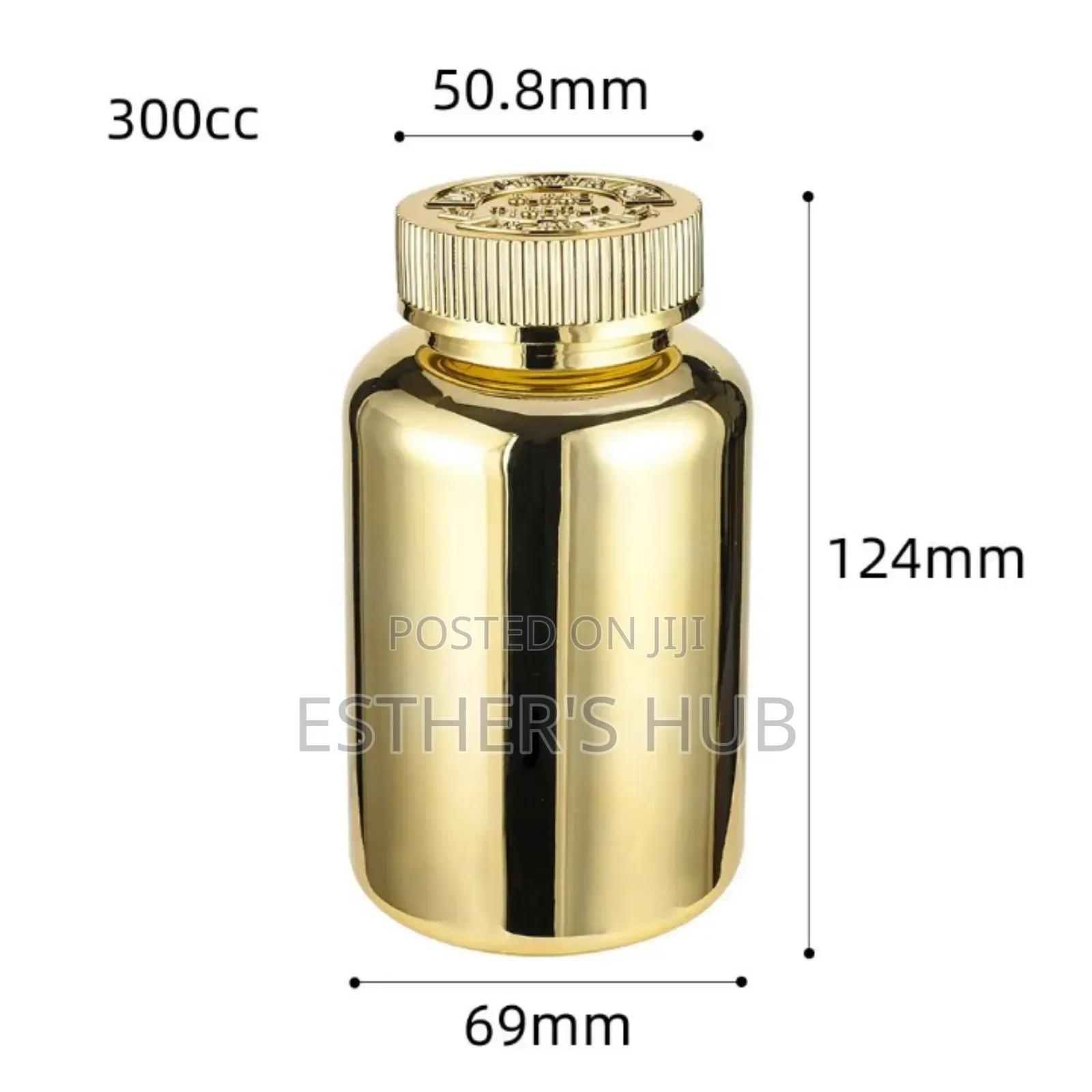 Empty Plastic Container Gold 250ml Pills or Capsules