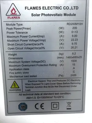 200w Flames Mono Crystalline Solar Panel