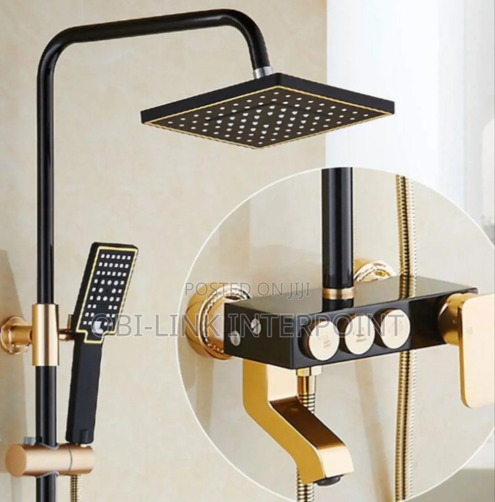 Black and Gold Button Shower