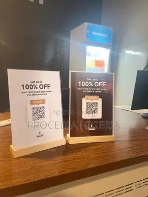 A5, A4, Acrylic Glass Wood Base Table Qr Code, Flyer, Menu Sign