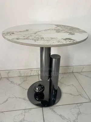Marble Side Stool With Steel Base