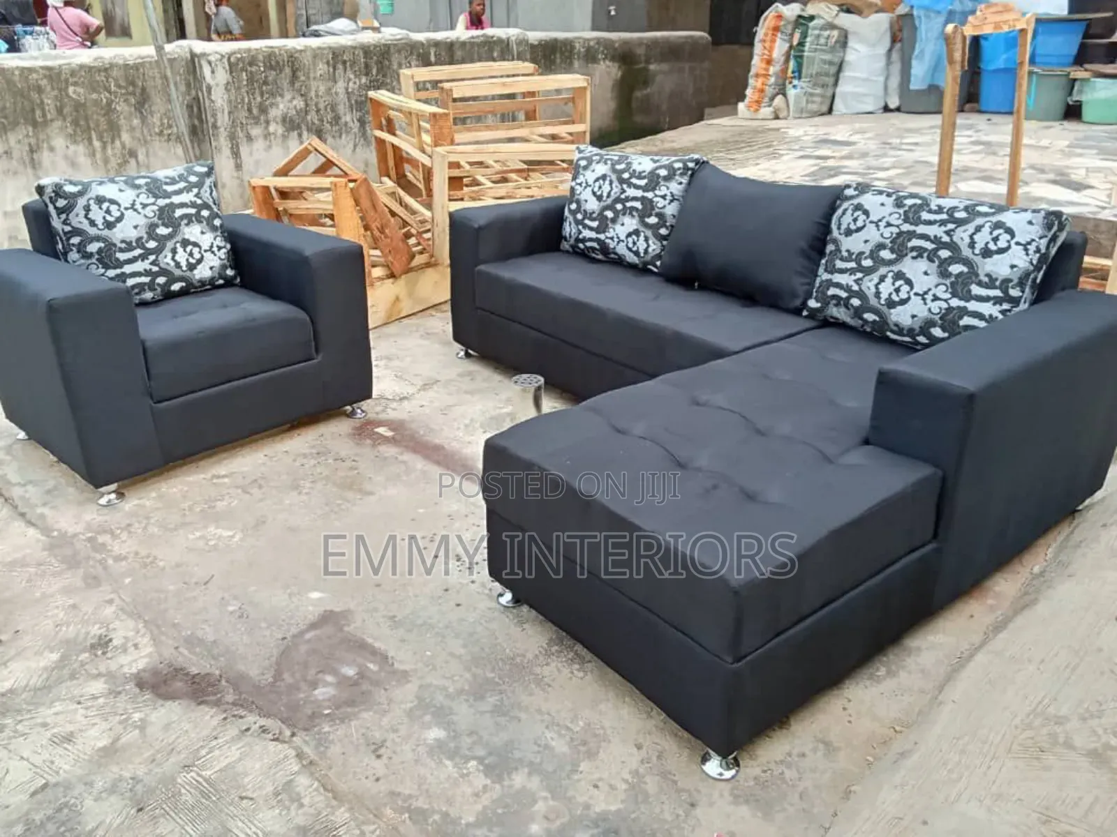 L Shaped Fabric Sofa With Single One It's Available