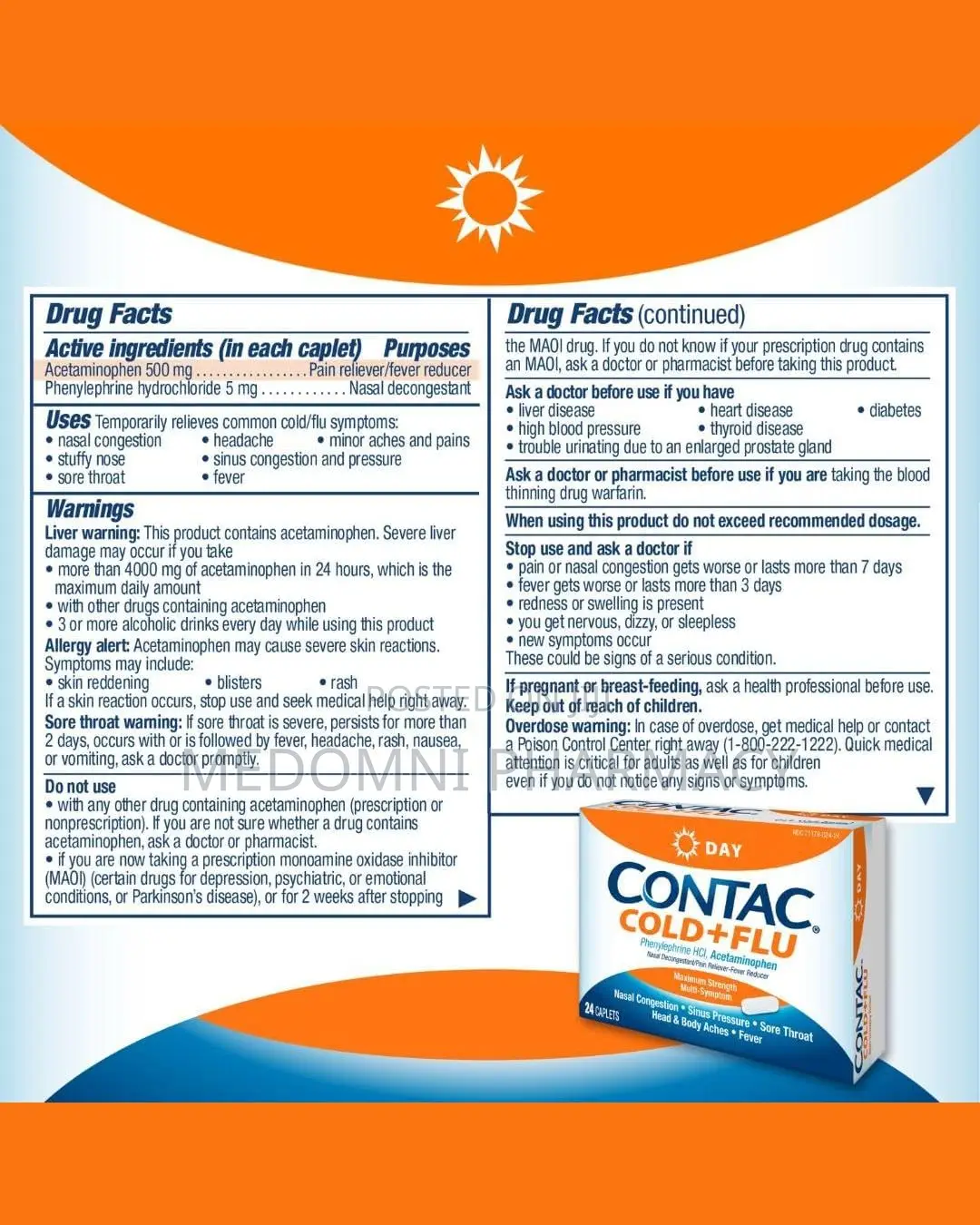 Contac Cold + Flu, 24 Caplets
