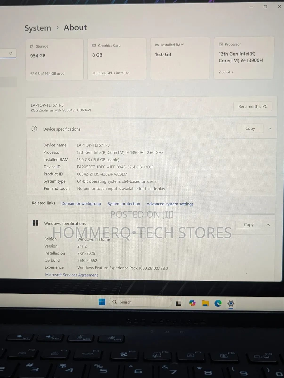 Laptop Asus ROG Zephyrus M16 GU603HR 16GB Intel Core I9 SSD 1T