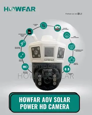 Howfar Dual Lens CCTV Camera With Free Sim Card, Solar Powered