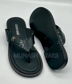 Roberto Cavali Leather Black Slipers 40-46