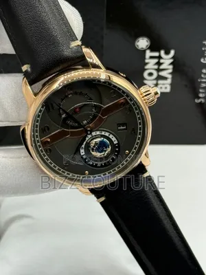 Original Mont Blanc Black Genuine Leather Strap Watch