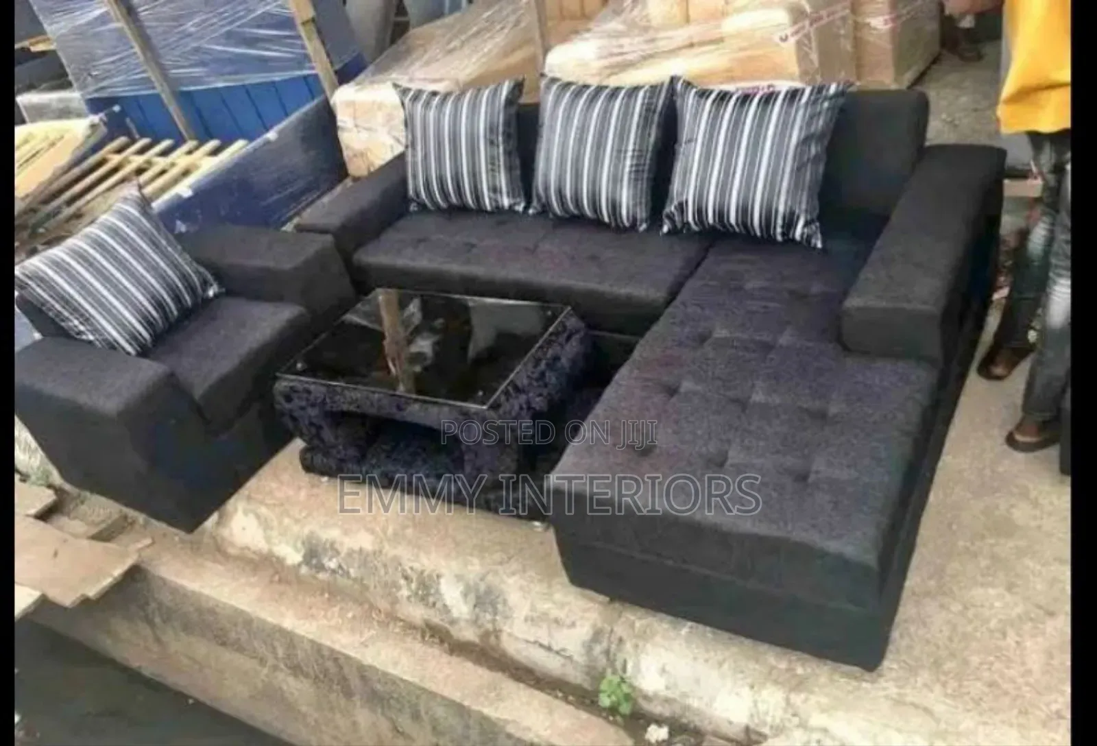 L Shaped Fabric Sofa With Center Table It's Available