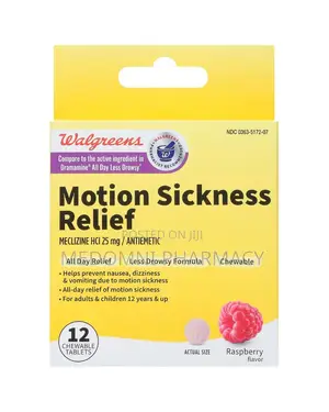 Walgreens Motion Sickness Relief – 12 Chewable Tablets (Raspberry)