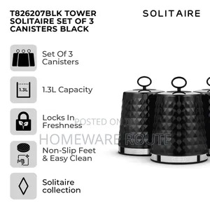 Tower Solitaire Black 3 Piece Canister Set