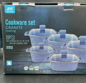 Jio Original 10pcs Square Shape Non Stick Granite Cookware Set
