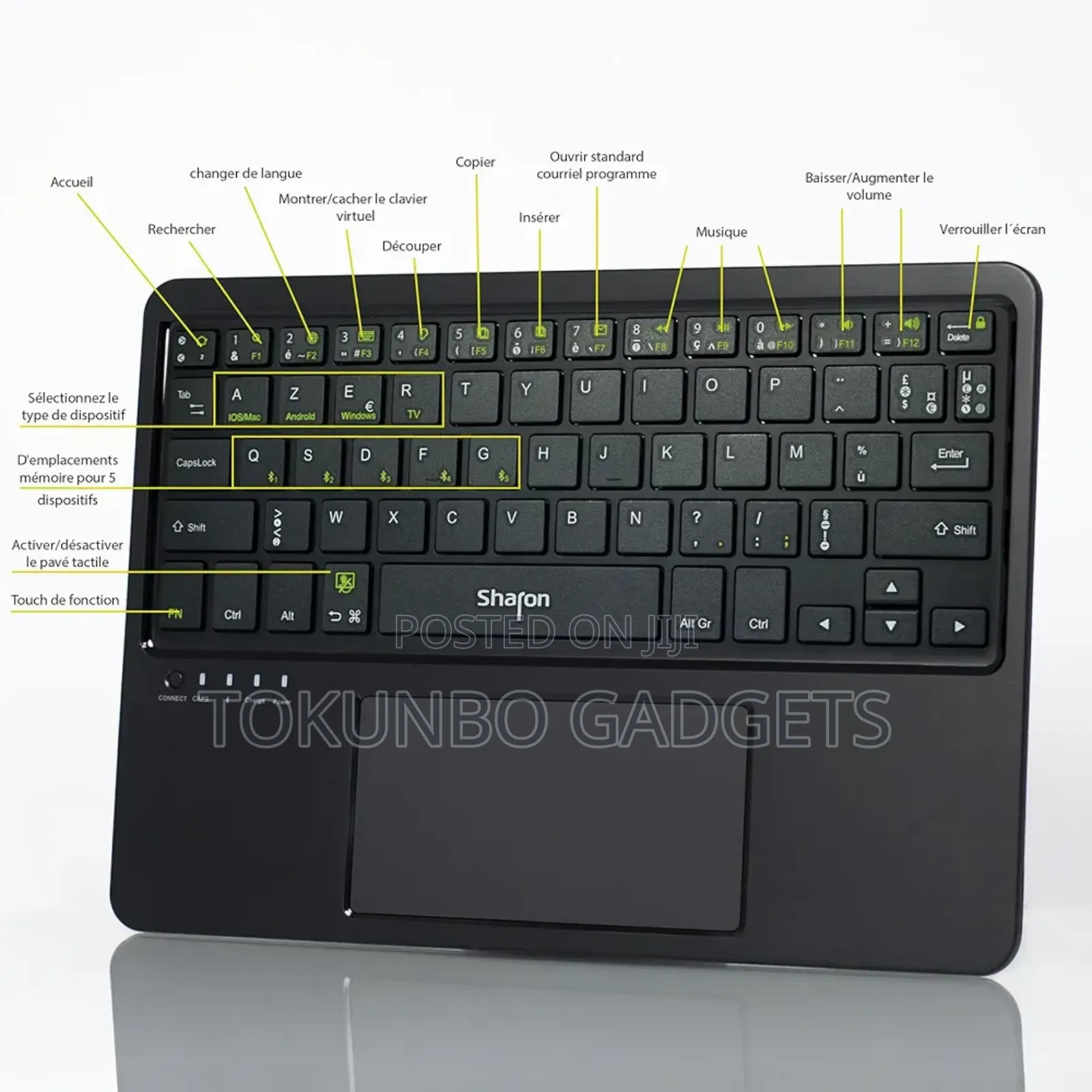 Sharon 4 in 1 Bluetooth Rechargeable Keyboard With Touchpad
