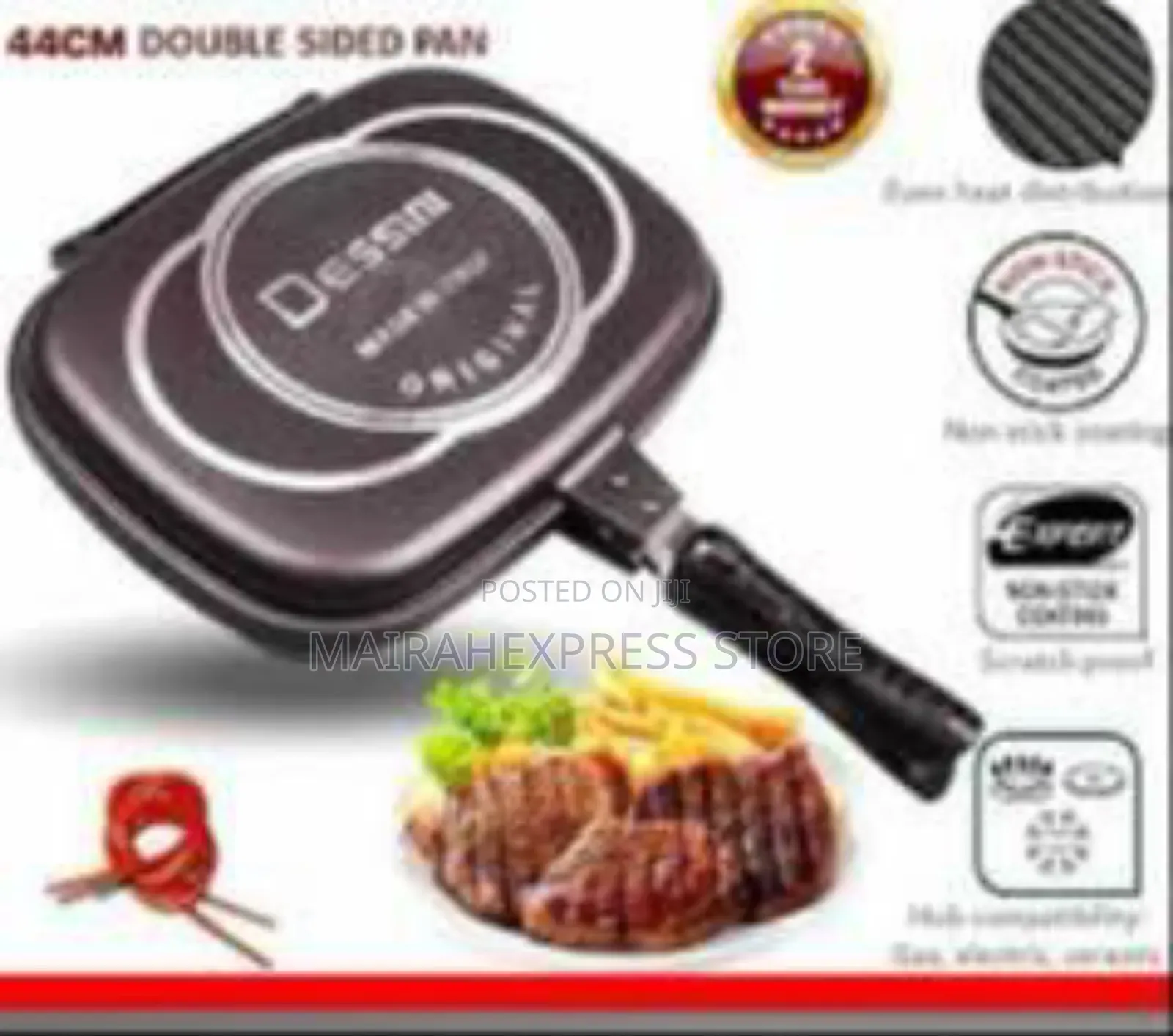 44cm Original Dessini Double Sided Non-Stick Grill Pan