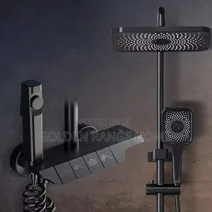 Black Piano Shower Set Hot and Cold Water Mixer