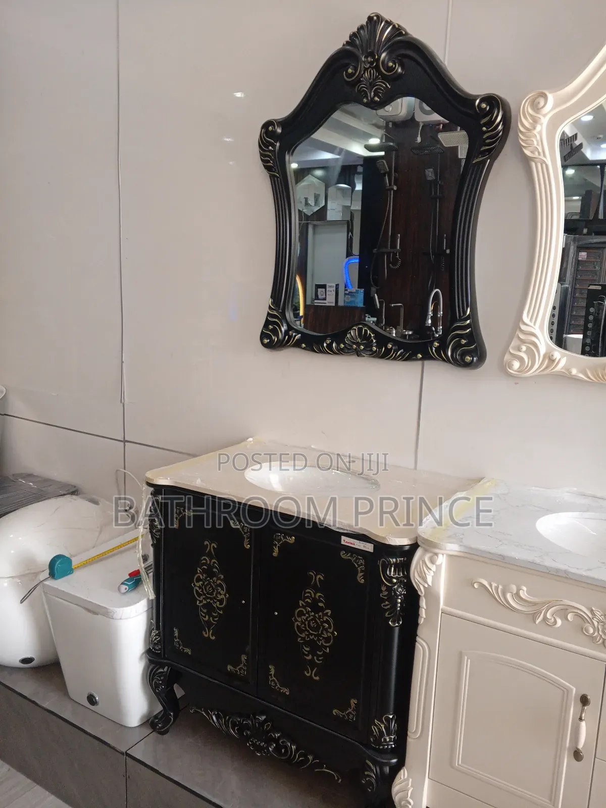 Luxury Black Cabinet With Mirror