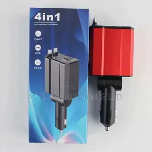 Pd3.0 66w 4 In1 Fast Car Charger Type C Retractable Cable Car Charger