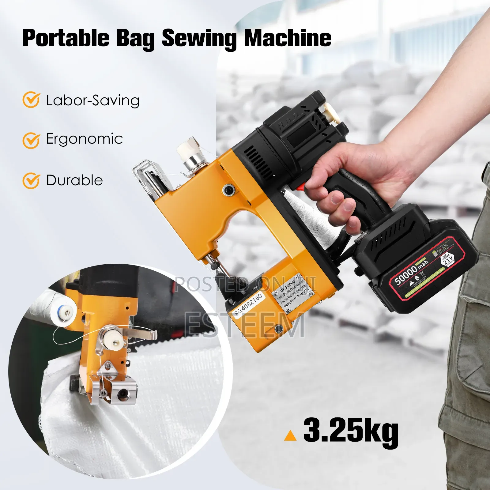 Portable Bag Sewing Machine(Includes 1 Extra Battery and 3 Threads)