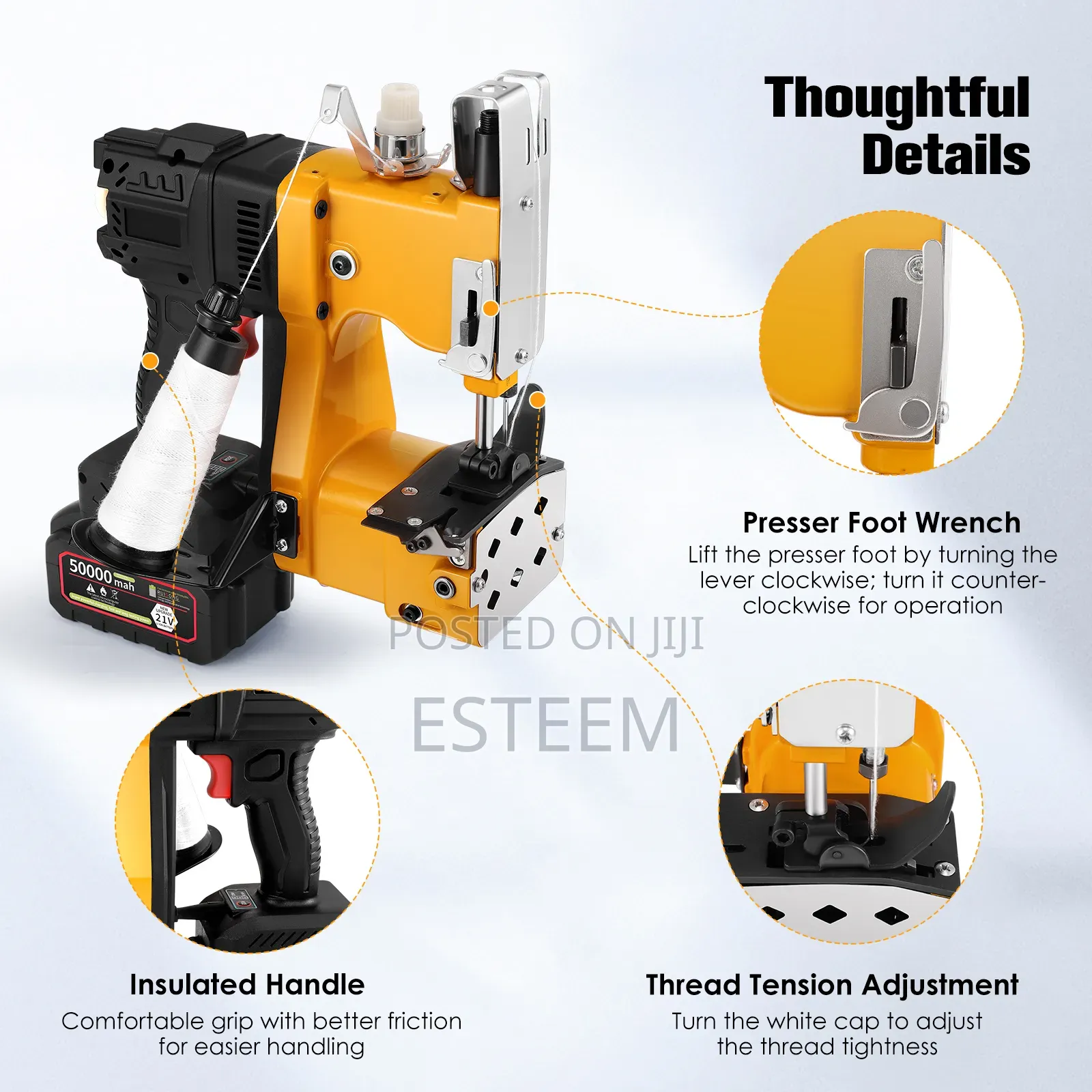 Portable Bag Sewing Machine(Includes 1 Extra Battery and 3 Threads)