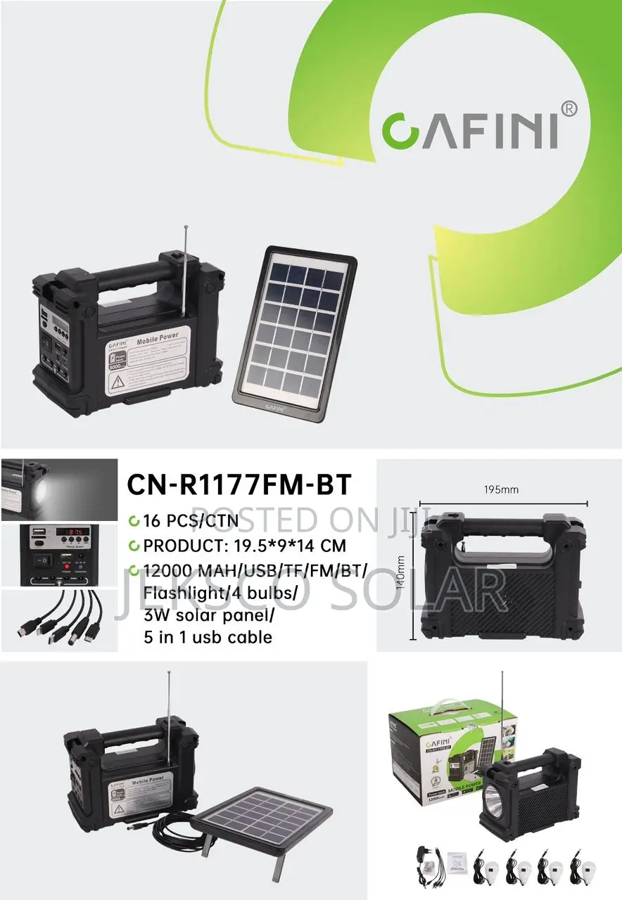 Solar Powered Charging And Lighting Lamp, Bluetooth Player